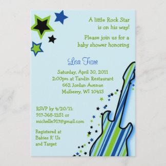 Invitations de douches pour bébés rock Star Guitar