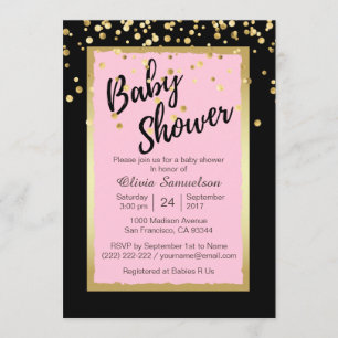 Invitations de douches pour bébés roses et tendanc