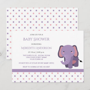 Invitations de douches pour bébés roses et violett
