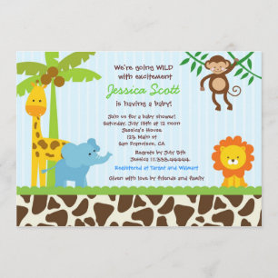 Invitations de douches pour bébés Safari Jungle