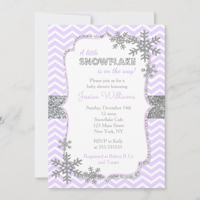 Invitations de douches pour bébés Snowflake (Devant)