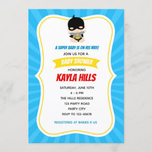 Invitations de douches pour bébés (Superhero) Bleu
