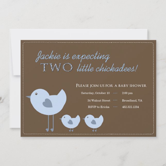 Invitations de douches pour bébés Twin Baby Boys (Devant)
