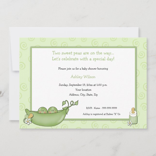 Invitations de douches pour bébés Twins (Devant)