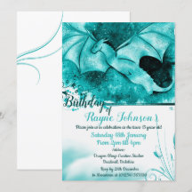 Invitations de dragons éclatés de couleur bleue