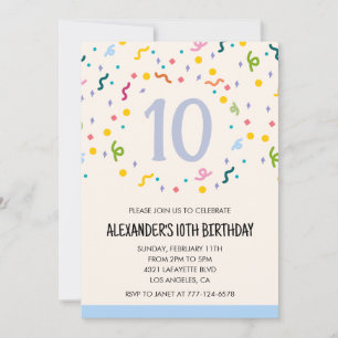 Invitations de fête couleur confetti enfants prima