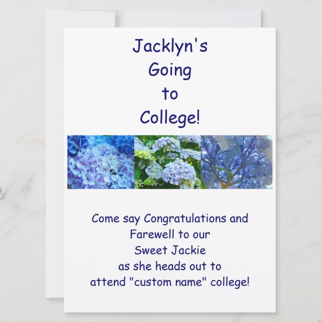 Invitations de fête d'adieu Hydrangeas bleus (Devant)