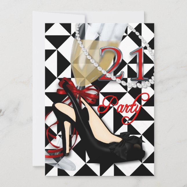 Invitations de fête d'anniversaire 21e - Femme, B/ (Devant)