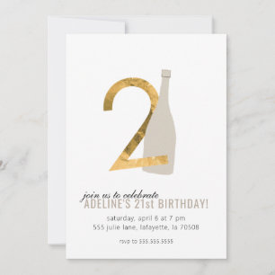 Invitations de fête d'anniversaire 21e Gold et Cha