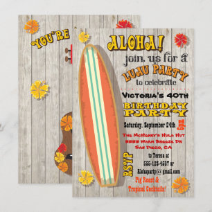Invitations de fête d'anniversaire à Hawaiian Luau