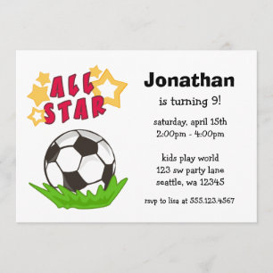 Invitations de fête d'anniversaire d'All Star du