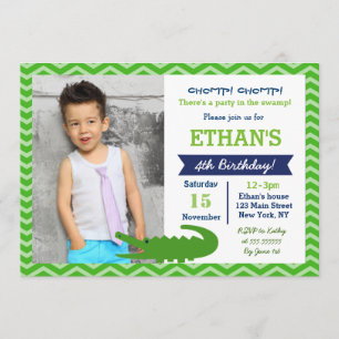 Invitations de fête d'anniversaire d'alligator
