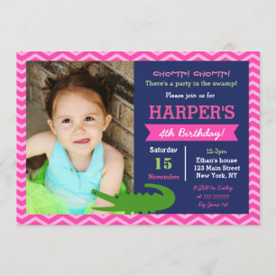 Invitations de fête d'anniversaire d'alligator de