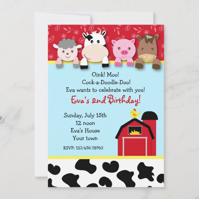 Invitations de fête d'anniversaire d'animaux de (Devant)