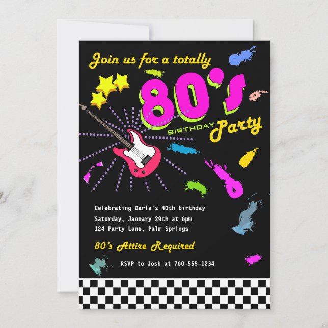 Invitations de fête d'anniversaire dans les années (Devant)