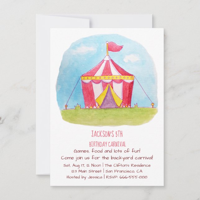 Invitations de fête d'anniversaire d'aquarelle de (Devant)