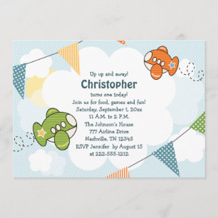Invitations de fête d'anniversaire d'avion