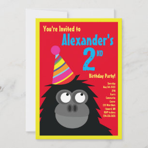 Invitations de fête d'anniversaire de Ape Animal
