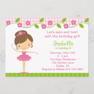 Invitations de fête d'anniversaire de Ballerina Gi
