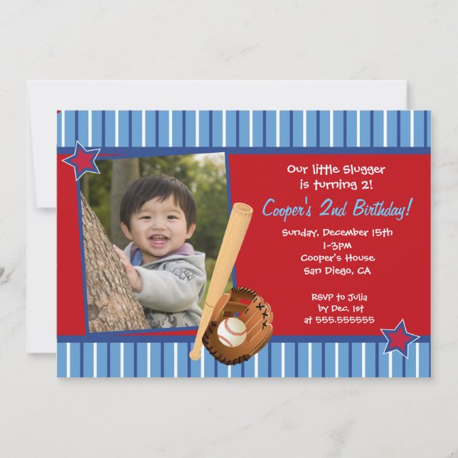Invitations de fête d'anniversaire de base-ball (Devant)