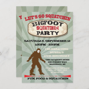 Invitations de fête d'anniversaire de Bigfoot