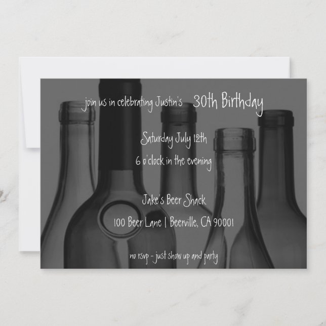 Invitations de fête d'anniversaire de bouteille de (Devant)