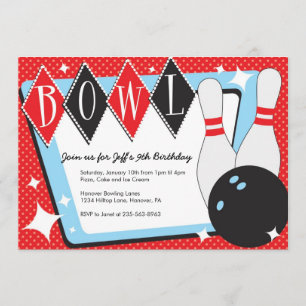Invitations de fête d'anniversaire de bowling
