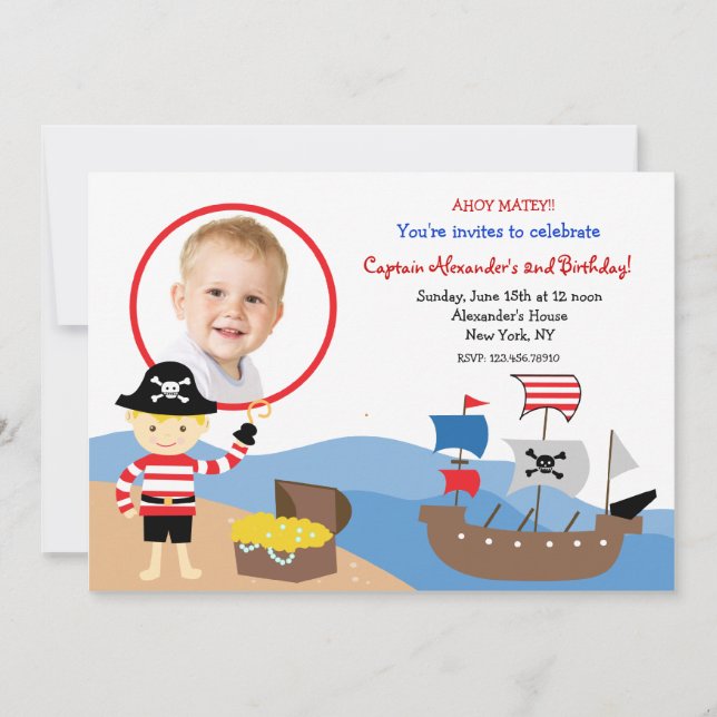 Invitations de fête d'anniversaire de capitaine (Devant)