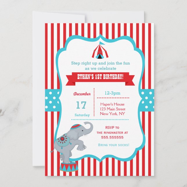 Invitations de fête d'anniversaire de carnaval de (Devant)
