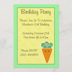 Invitations de fête d'anniversaire de carotte de