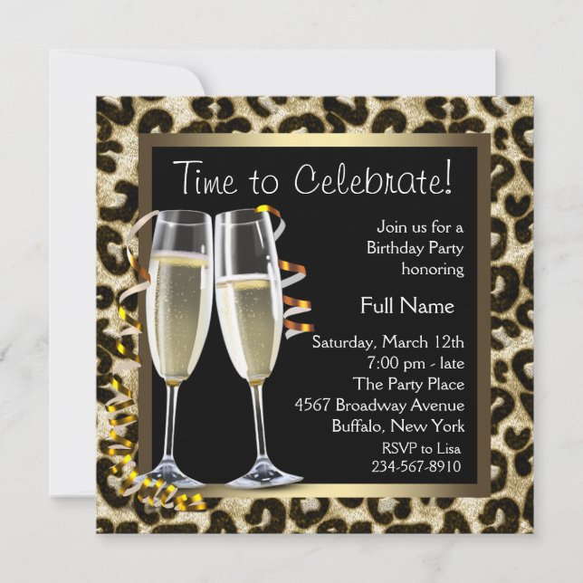 Invitations de fête d'anniversaire de Champagne Le (Devant)