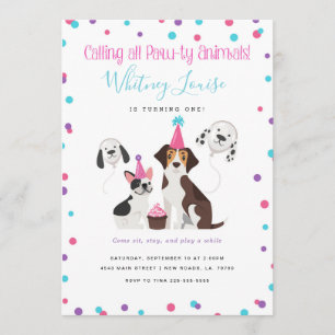 Invitations de fête d'anniversaire de chiot