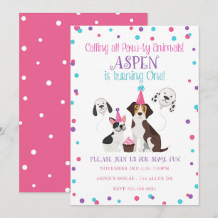 Invitations de fête d'anniversaire de chiot
