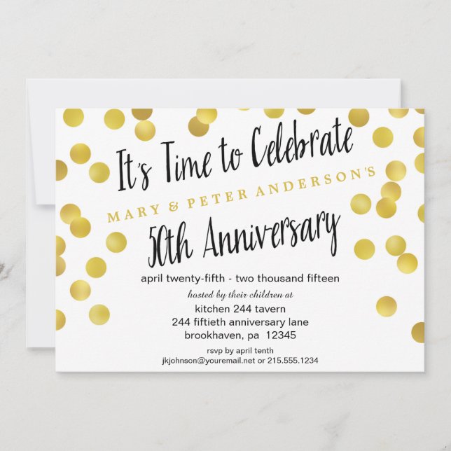 Invitations de fête d'anniversaire de confettis (Devant)