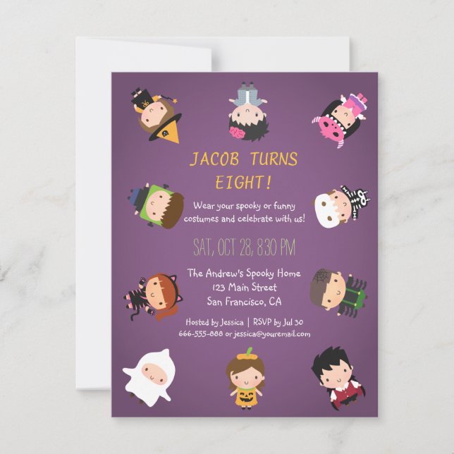Invitations de fête d'anniversaire de costume de (Devant)