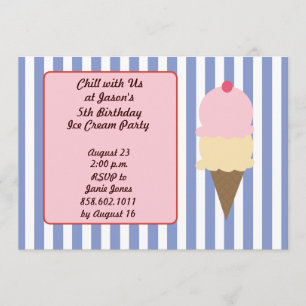 Invitations de fête d'anniversaire de crème glacée