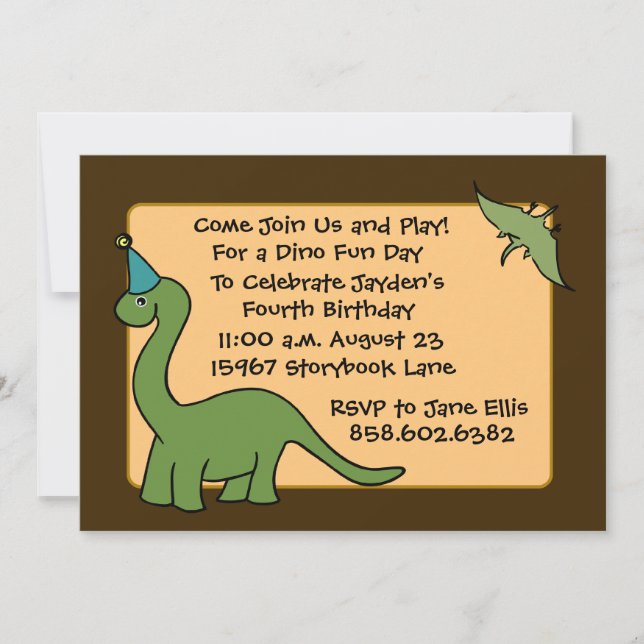 Invitations de fête d'anniversaire de DINO (Devant)