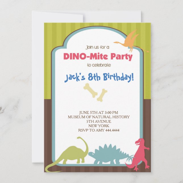 Invitations de fête d'anniversaire de Dinosaur (Devant)