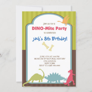 Invitations de fête d'anniversaire de Dinosaur