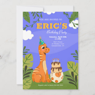Invitations de fête d'anniversaire de Dinosaur