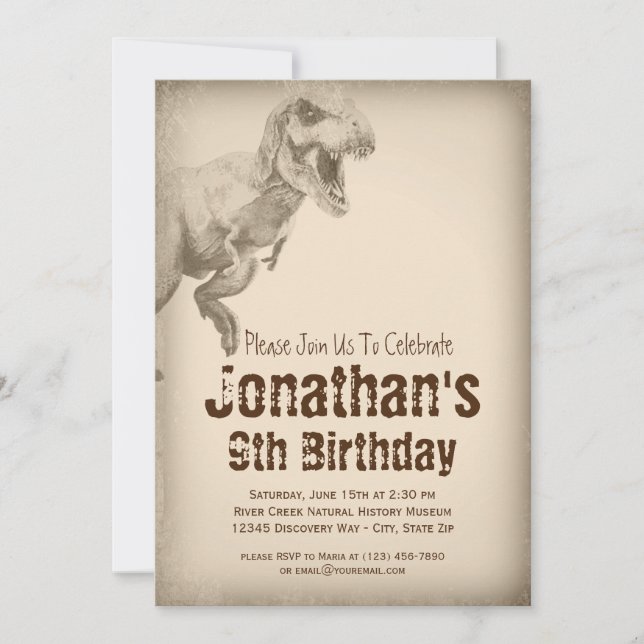 Invitations de fête d'anniversaire de dinosaure de (Devant)