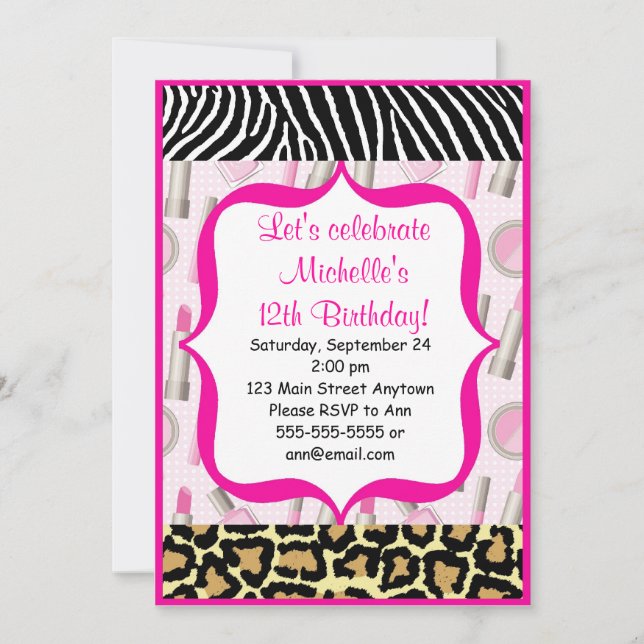 Invitations de fête d'anniversaire de fille de (Devant)