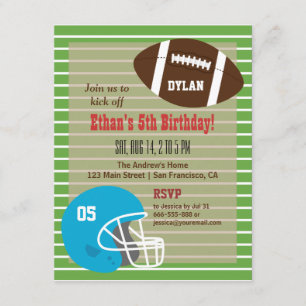 Invitations de fête d'anniversaire de football