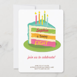Invitations de fête d'anniversaire de gâteaux