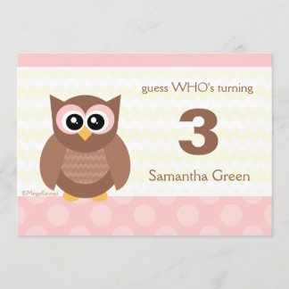 Invitations de fête d'anniversaire de hibou de