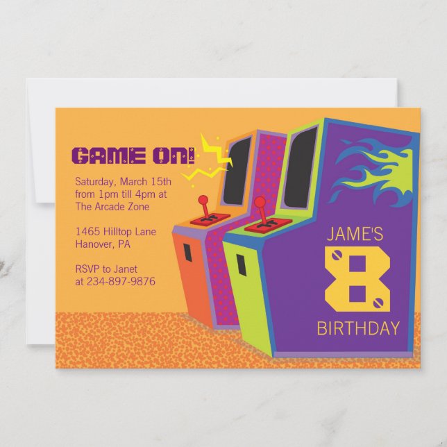 Invitations de fête d'anniversaire de jeu vidéo (Devant)