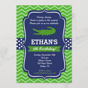 Invitations de fête d'anniversaire de l'Alligator