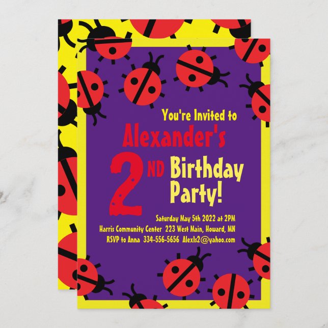 Invitations de fête d'anniversaire de l'animal Lad (Devant / Derrière)
