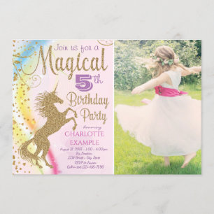 Invitations de fête d'anniversaire de licorne de