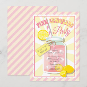 Invitations de fête d'anniversaire de limonade ros
